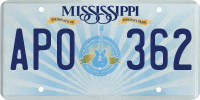 MS license plate APO362