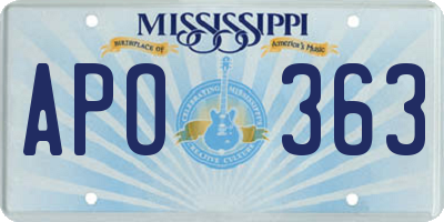 MS license plate APO363