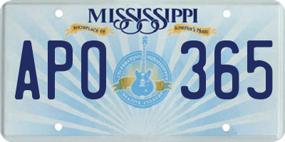MS license plate APO365