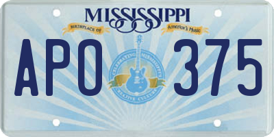 MS license plate APO375