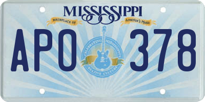 MS license plate APO378