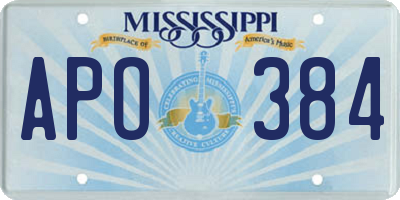 MS license plate APO384