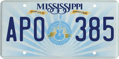 MS license plate APO385