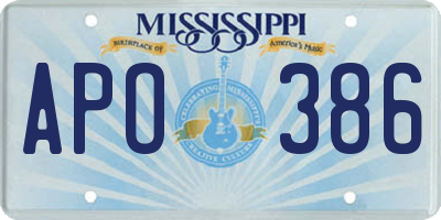 MS license plate APO386