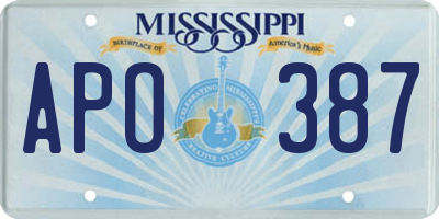 MS license plate APO387