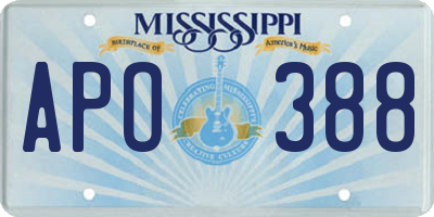 MS license plate APO388