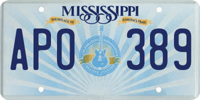 MS license plate APO389