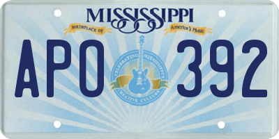 MS license plate APO392