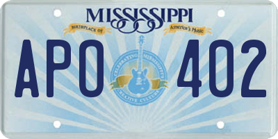 MS license plate APO402