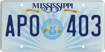 MS license plate APO403