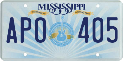 MS license plate APO405