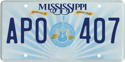 MS license plate APO407