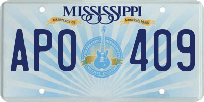 MS license plate APO409
