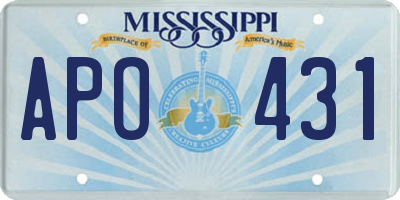MS license plate APO431