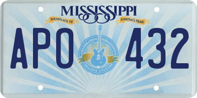 MS license plate APO432