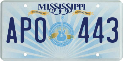 MS license plate APO443