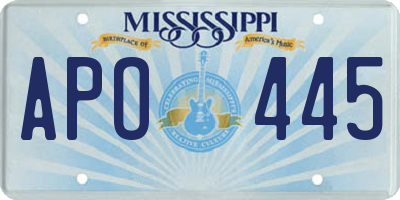 MS license plate APO445