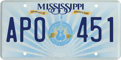 MS license plate APO451