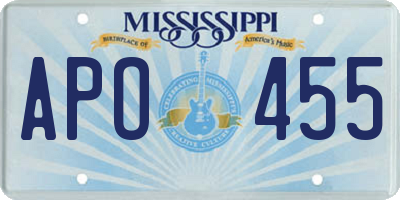 MS license plate APO455