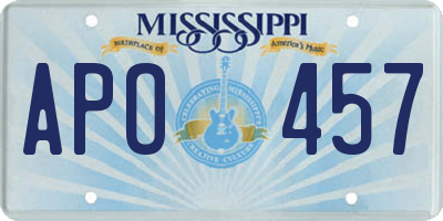 MS license plate APO457