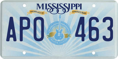MS license plate APO463