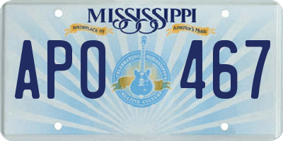 MS license plate APO467