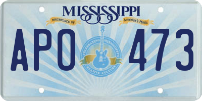 MS license plate APO473