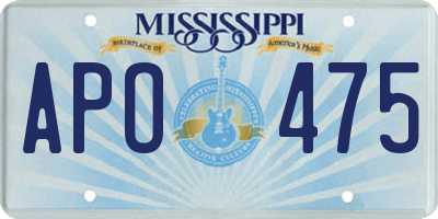 MS license plate APO475