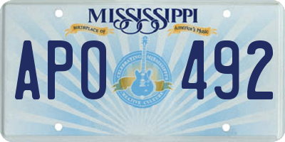 MS license plate APO492