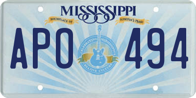 MS license plate APO494