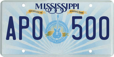 MS license plate APO500