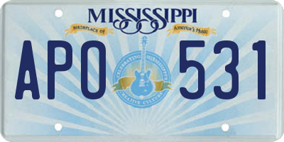 MS license plate APO531
