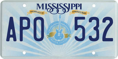 MS license plate APO532