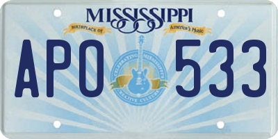 MS license plate APO533
