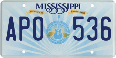 MS license plate APO536