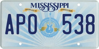 MS license plate APO538
