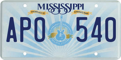 MS license plate APO540