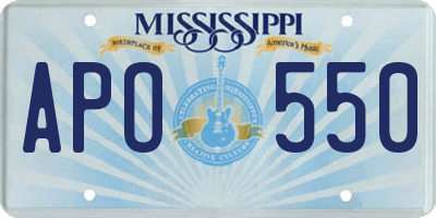MS license plate APO550