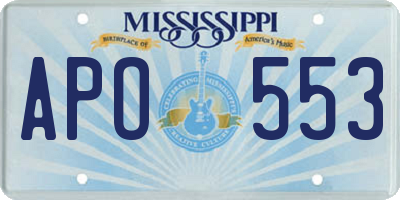 MS license plate APO553
