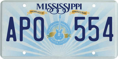 MS license plate APO554