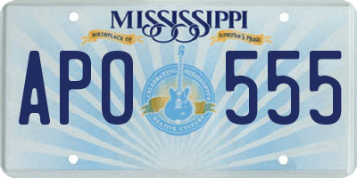 MS license plate APO555