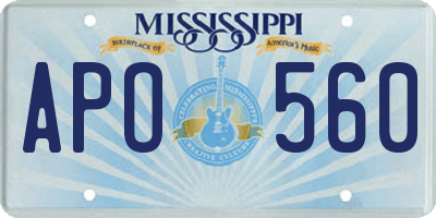 MS license plate APO560