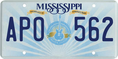 MS license plate APO562