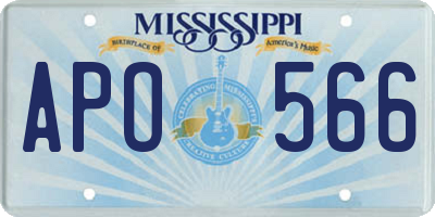 MS license plate APO566