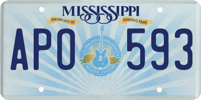 MS license plate APO593