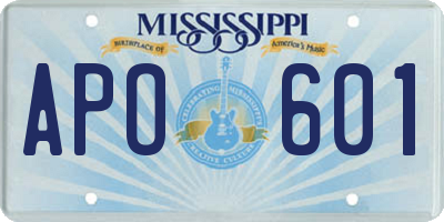 MS license plate APO601