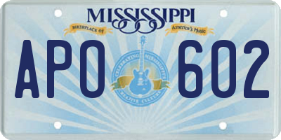 MS license plate APO602
