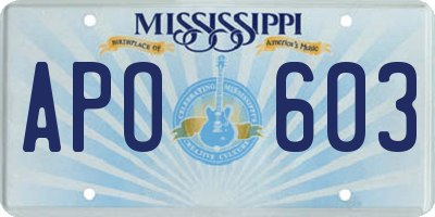 MS license plate APO603