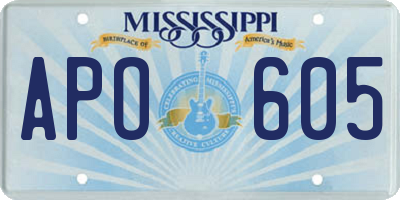 MS license plate APO605