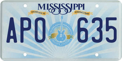 MS license plate APO635